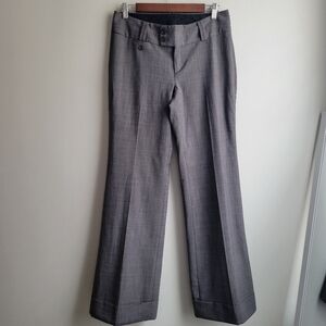 Banana Republic Wool Women's Quiet Luxury Gray Tweed Wide Leg Cuff Trousers Sz 4